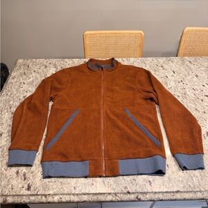 Men's Orange/Brown and Gray Fleece Zip Up